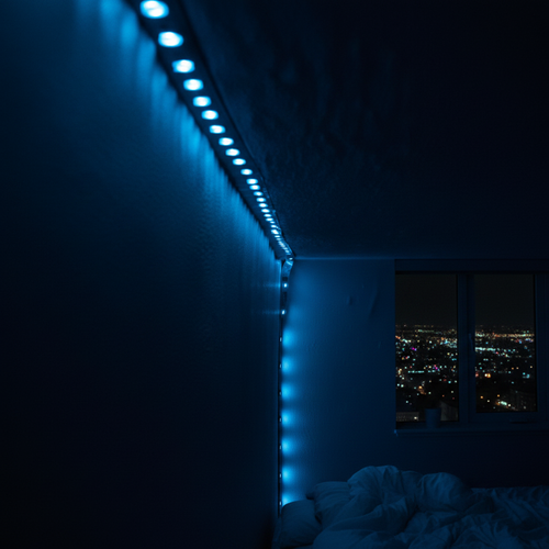 Blue ceiling cove LED