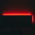 Red headboard closeup