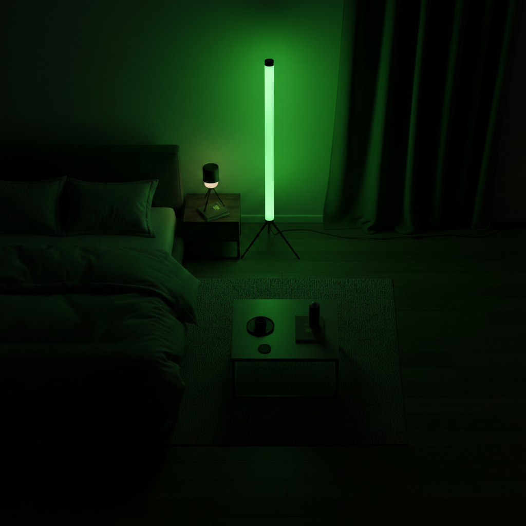 Top down green bedroom